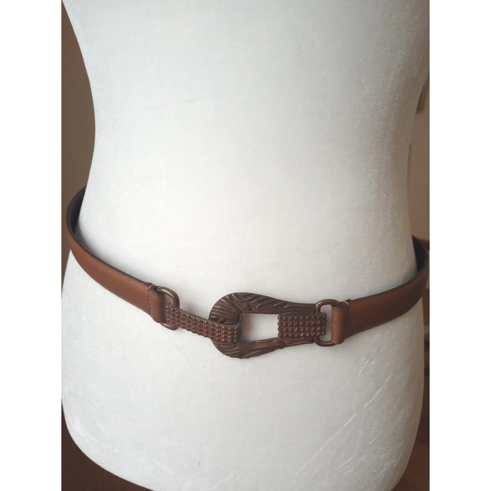 Chico's Sm/Med (38 Waist) Rose Gold Metallic Genuine Leather Belt